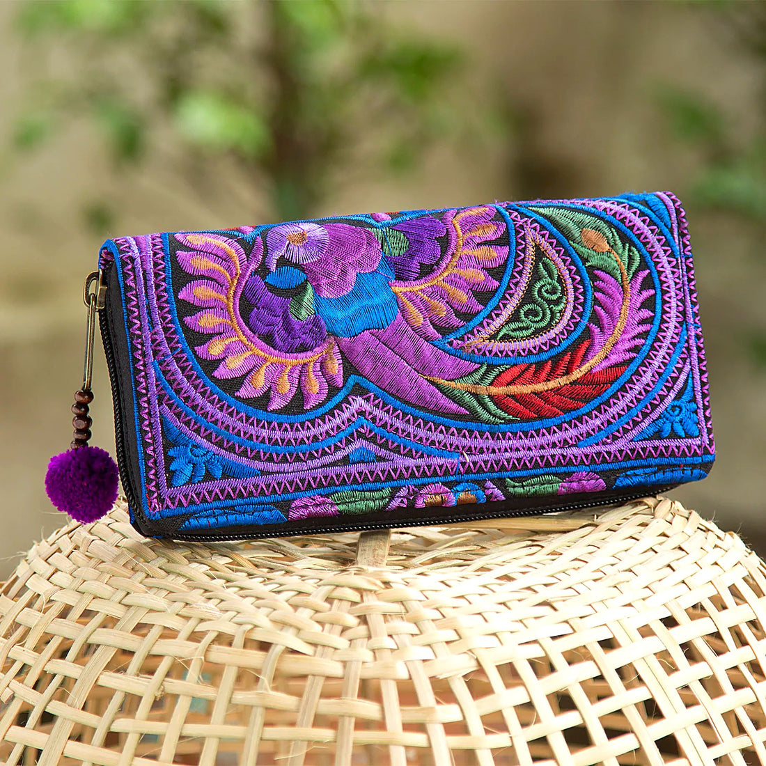 Peacock Hmong wallet lifestyle